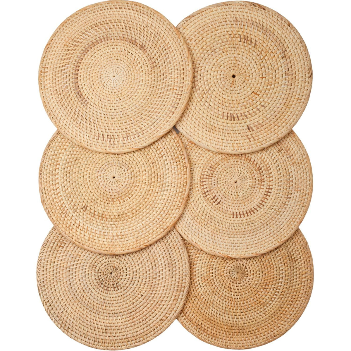 4-Pack Rattan Placemats - 13-inch Round Placemats (Natural Rattan Color) - Woven Place Mats, Round Table Mats - Wicker Chargers for Dinner Plates, Plate Chargers Boho