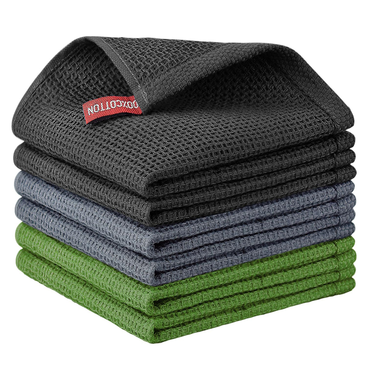 Nialnant 6 Pack Kitchen Towels and Dishcloths Sets,100% Cotton Soft Absorbent Quick Drying Dish Towels for Kitchen,Washing Dishes,12x12 Inches, Multi Color
