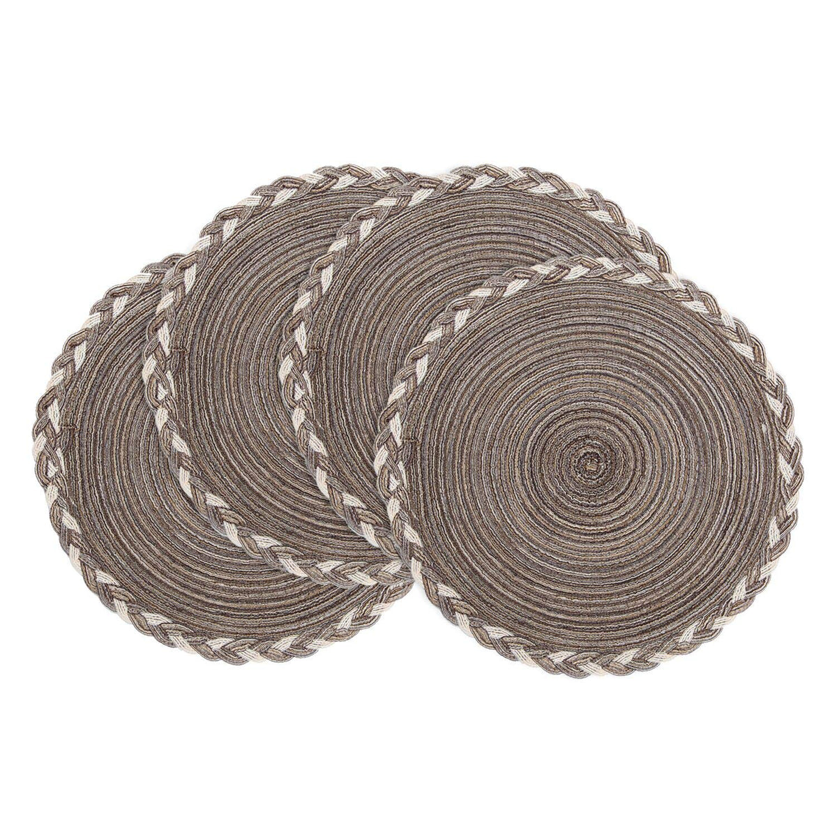 SHACOS Round Braided Placemats Set of 4 Washable Place Mats for Dining Tables 15 inch Non Slip Kitchen Table Mats (Beige, 4)