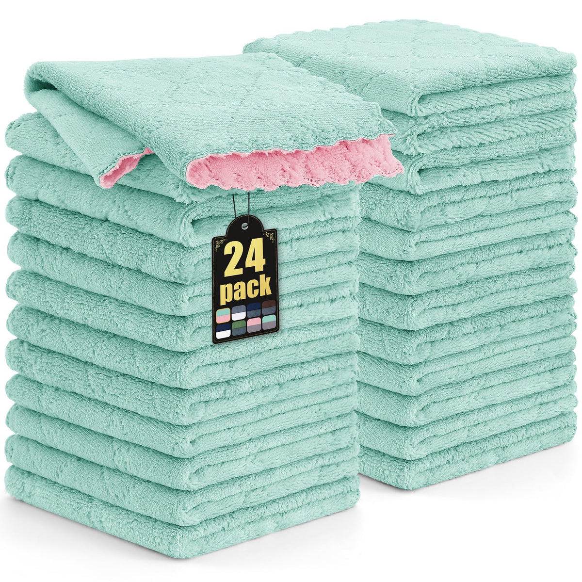 Mordimy 12 Pack Soft and Absorbent Kitchen Cloths, Dark Grey & White