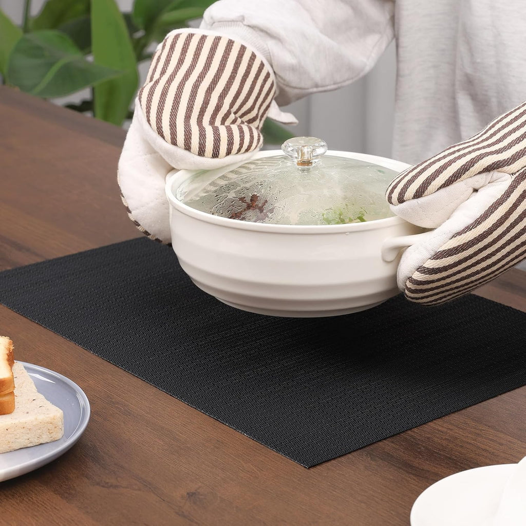 Myir JUN Black Placemats Set of 8 Kitchen and Dining Table Placemats