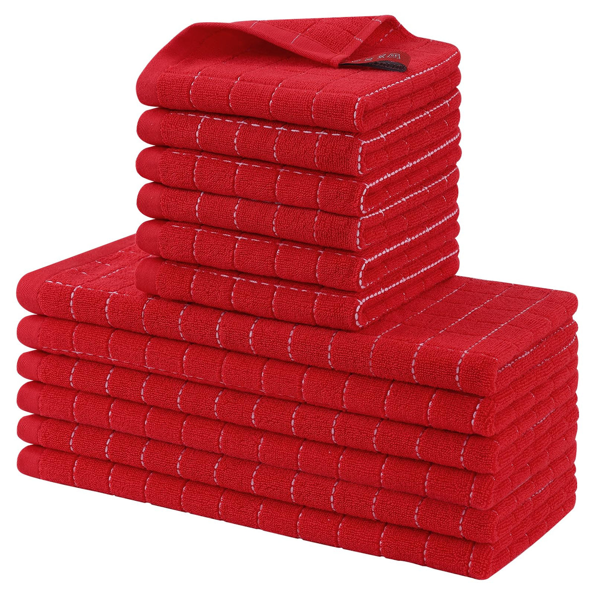 Homaxy Cotton Terry Kitchen Towels and Dishcloths Set of 8, Black