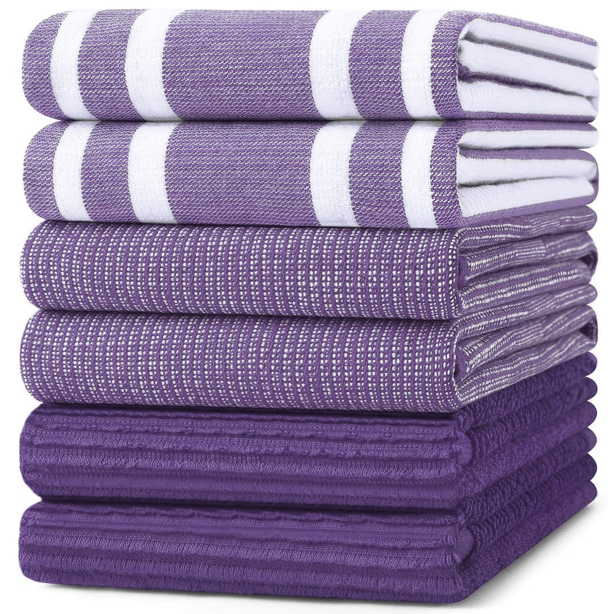 Homaxy Cotton 380 GSM Premium Kitchen Towels, 18"x 28", 6 Pack, Khaki