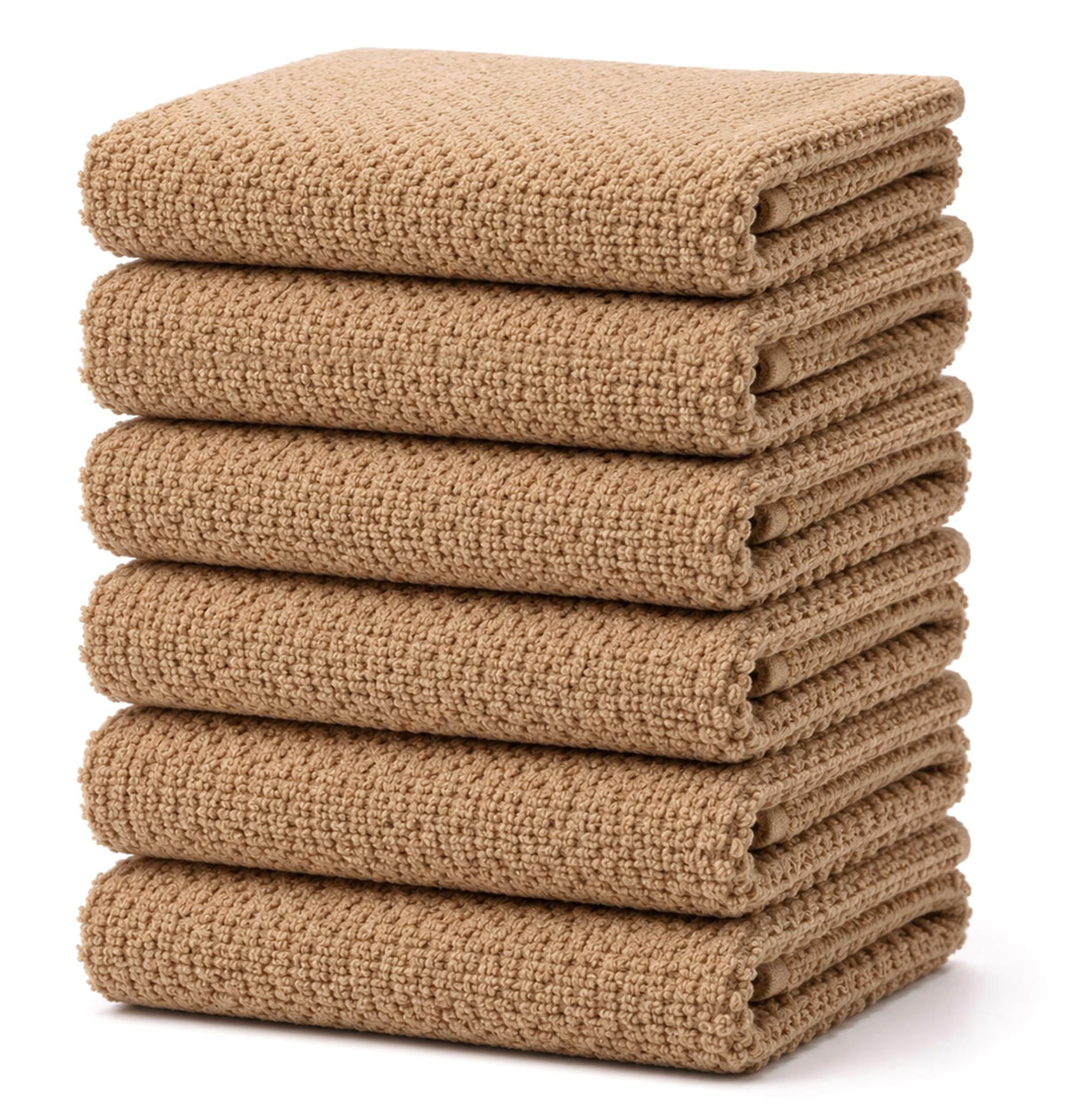 Bumble Kitchen Towels 6 Pack 100% Cotton 16"x26" - Tan Wide Stripe