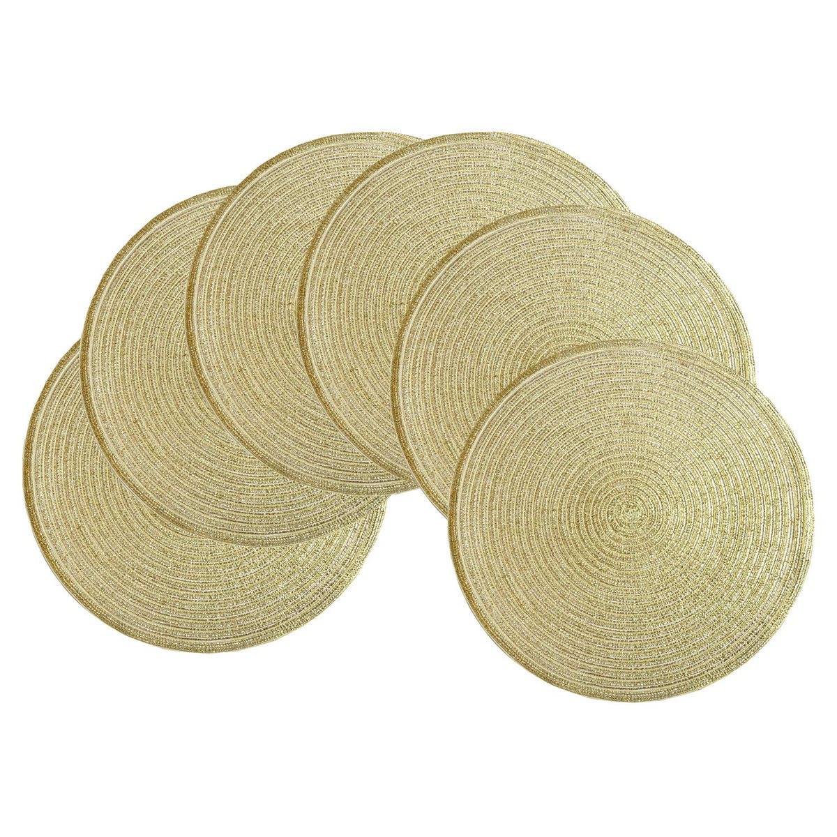 SHACOS Round Braided Placemats Set of 4 Washable Place Mats for Dining Tables 15 inch Non Slip Kitchen Table Mats (Beige, 4)