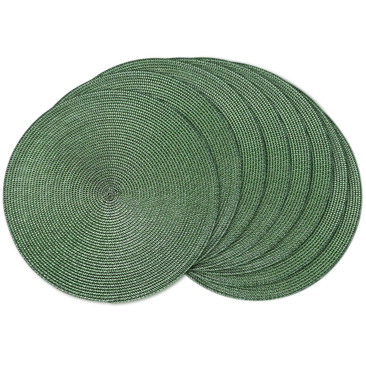 AHHFSMEI Round Placemats Set of 6 Heat Resistant Washable Non-Slip Woven Braided Table Mats for Dining Table Kitchen & Home Decor (Black)