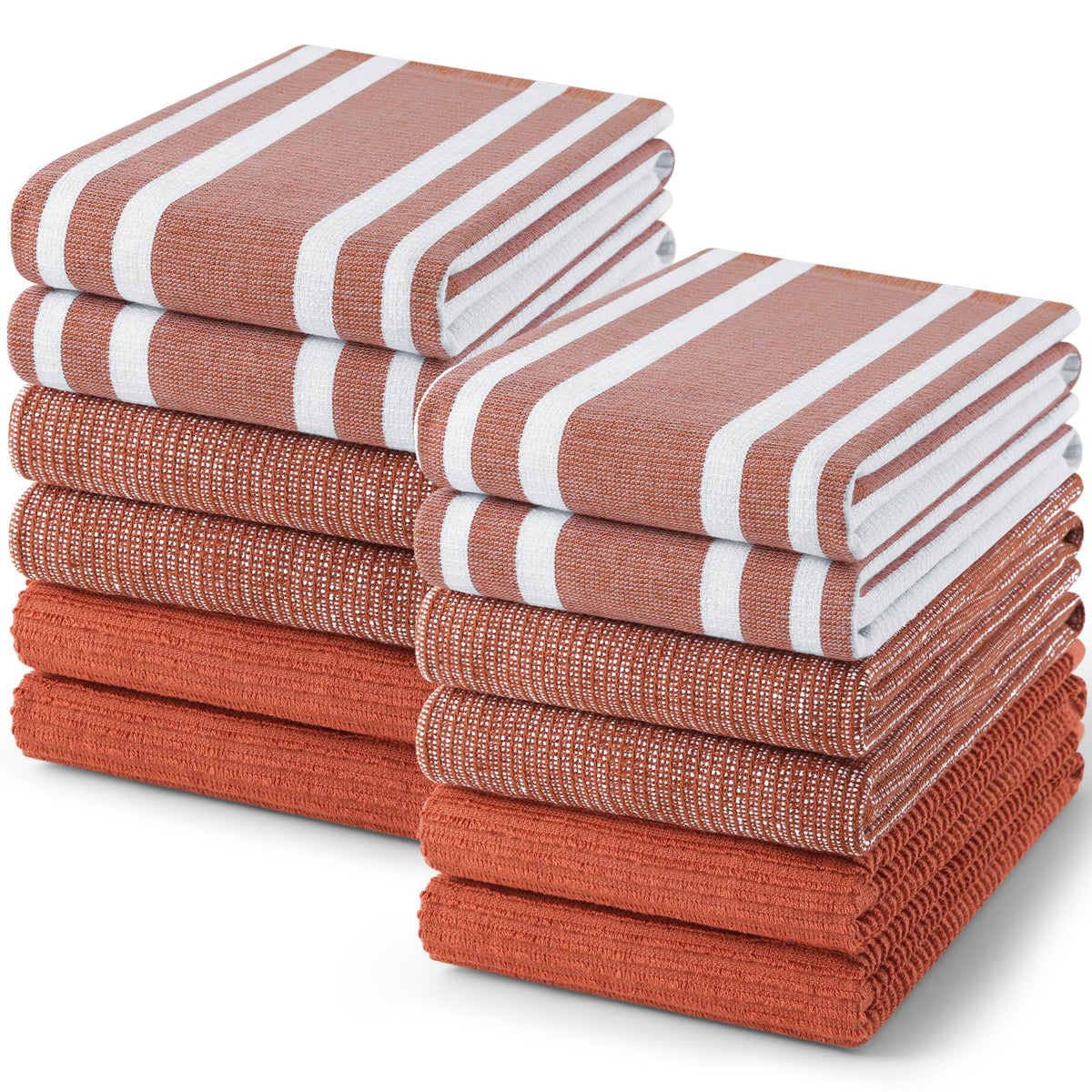 Homaxy Cotton 380 GSM Premium Kitchen Towels, 18"x 28", 6 Pack, Khaki