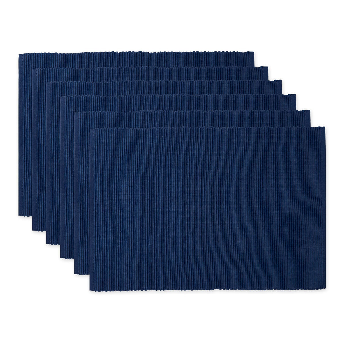 DII Basic Everyday Ribbed Tabletop 100% Cotton, Placemat Set, 13x19, Dark Brown, 6 Piece