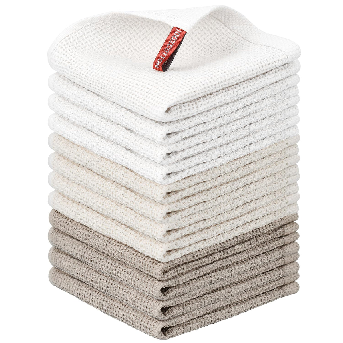 Nialnant 6 Pack Kitchen Towels and Dishcloths Sets,100% Cotton Soft Absorbent Quick Drying Dish Towels for Kitchen,Washing Dishes,12x12 Inches, Multi Color