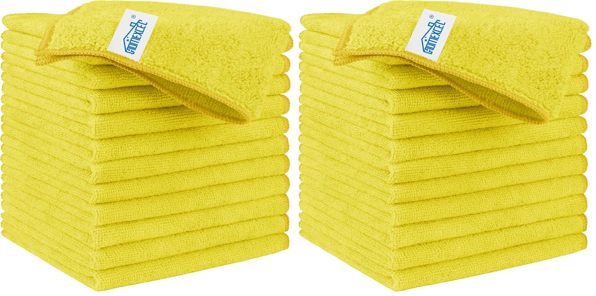 HOMEXCEL Microfiber Cleaning Cloth, Kitchen Towels 12 Pack, Lint Free, Scratch-Free, Highly Absorbent, Reusable Dish Towels for Kitchen and Household