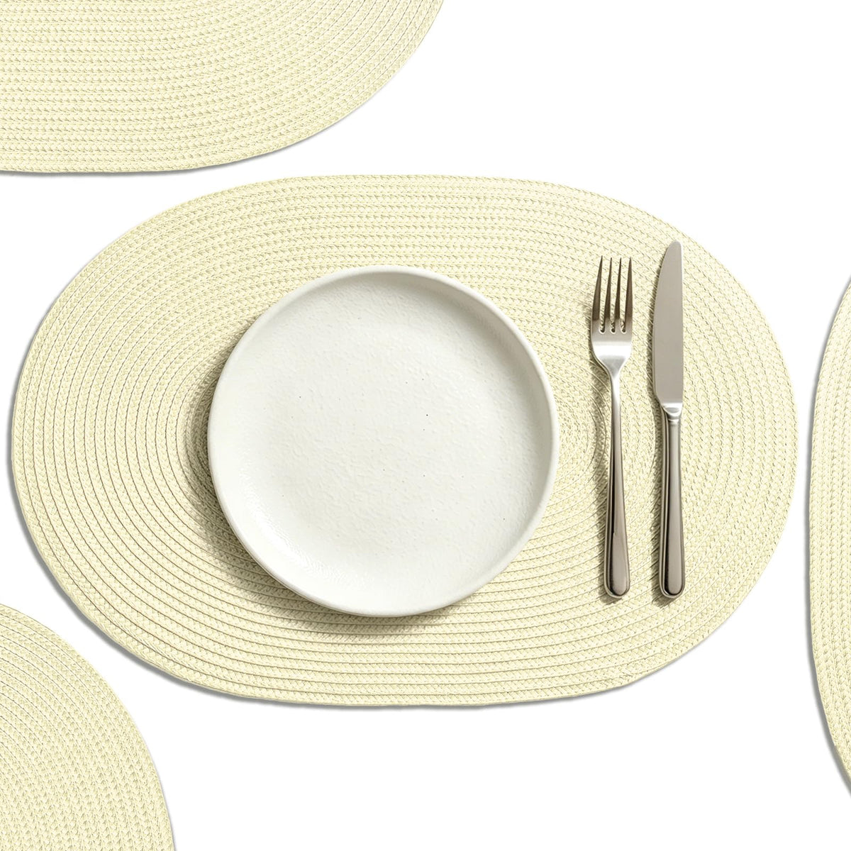 AHHFSMEI Placemats Set of 8 for Dining Table Washable Woven Non-Slip 18x12 inches Placemat Heat-Resistant Durable Table Mats for Dining Table Easy to Clean (Yellow, 8)