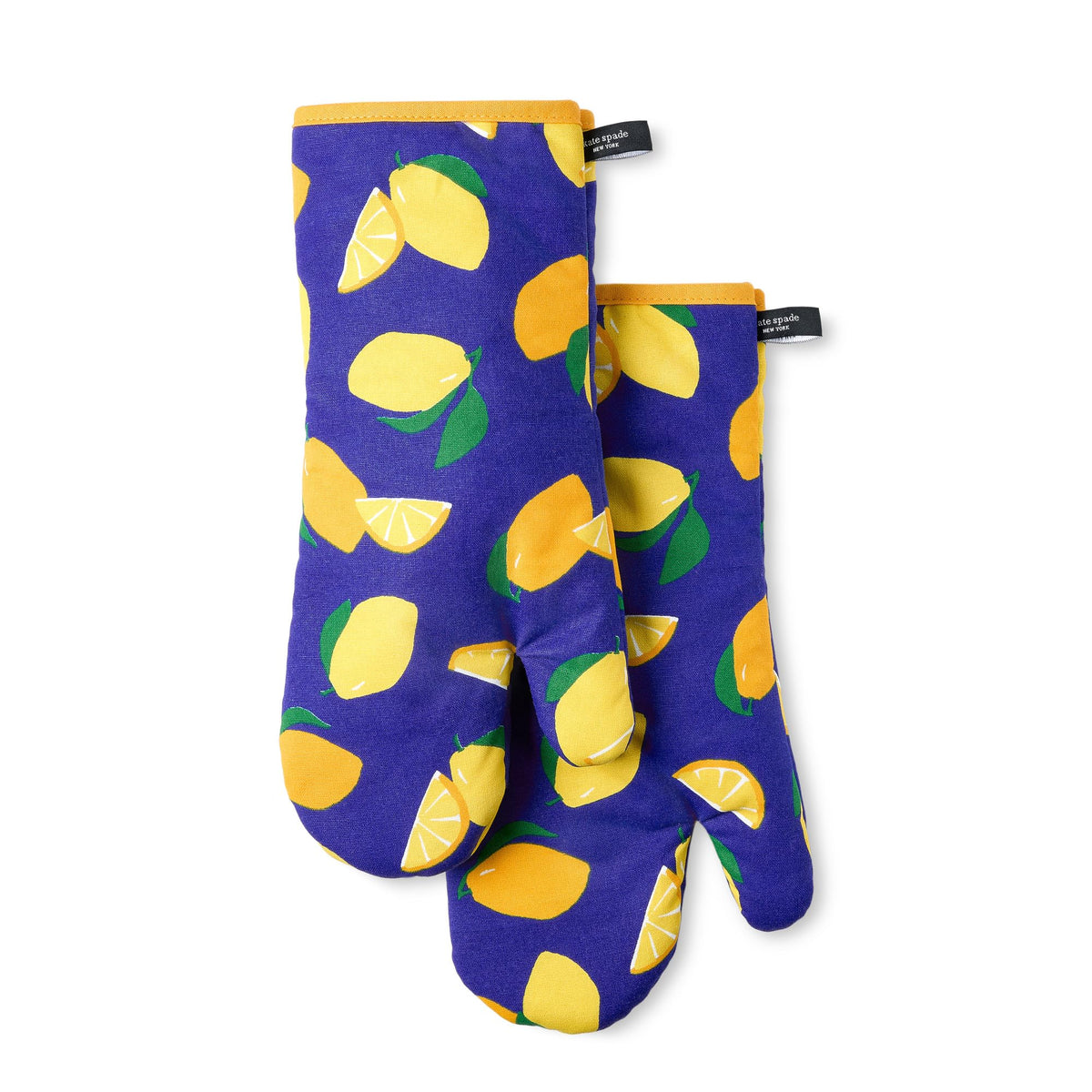 kate spade new york Squeeze The Day Oven Mitt 2-Pack Set, Heat Resistant, 100% Cotton, Orange/Pink, 7"x13"
