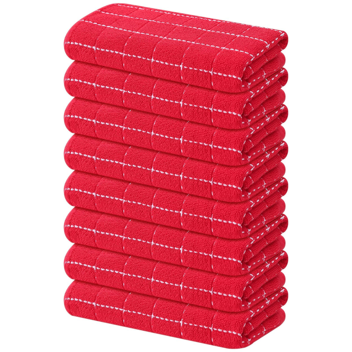 Mordimy Cotton Terry Checkered Kitchen Towels, 16"x 26", 4 Pack, Tan