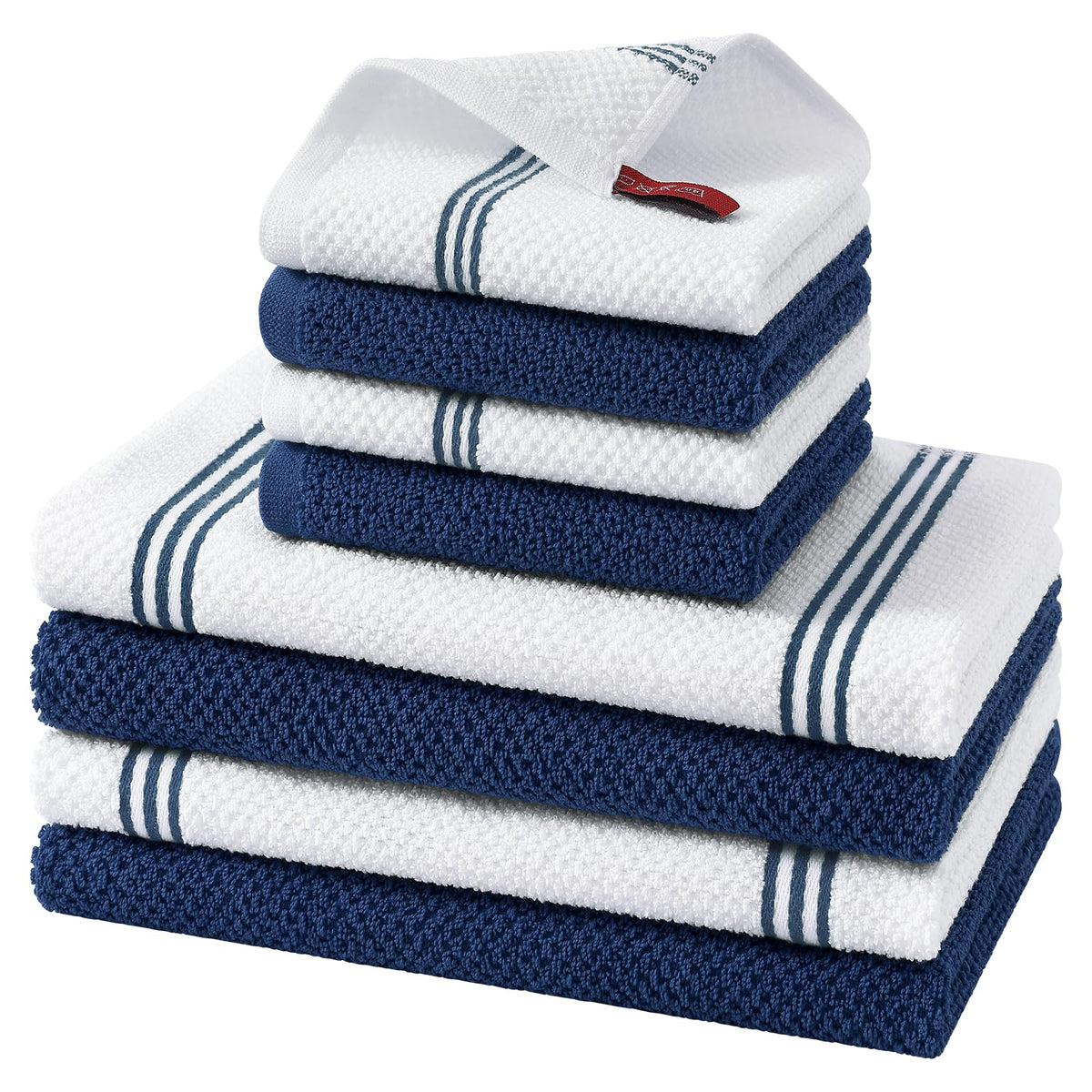Homaxy Dual Design Kitchen Towels and Dishcloths Set, 8 Pack, Dark Grey