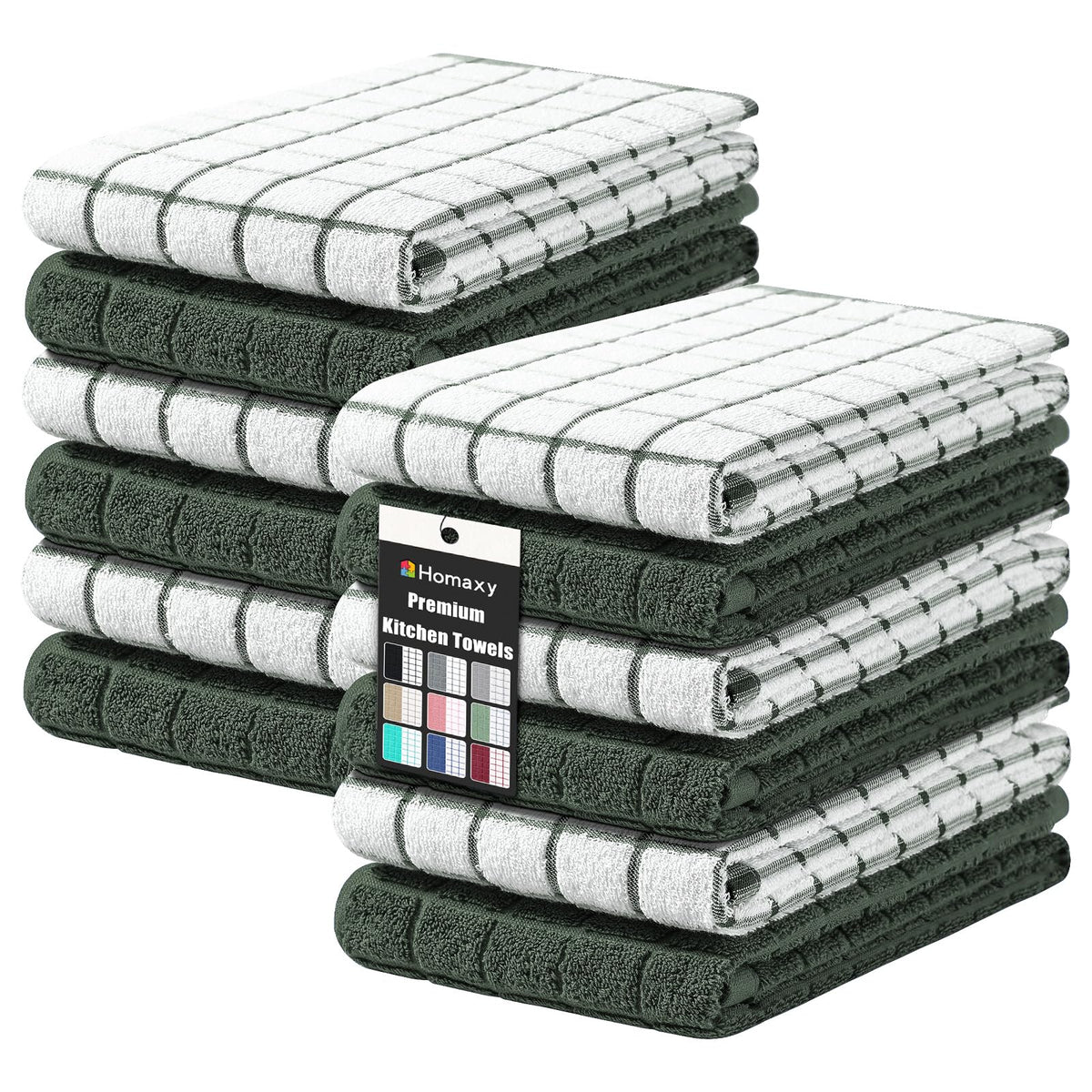 Homaxy Large Premium Cotton Kitchen Towels 16"x 28", 6 Pack, Grey