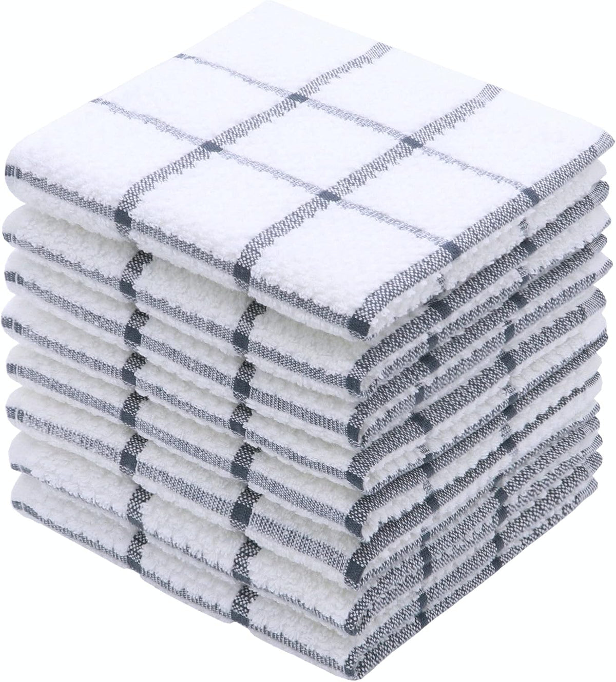 Cotton Dish Towels for Kitchen, Dish Rags, 12 x 12 Inches, 8pc, Grey