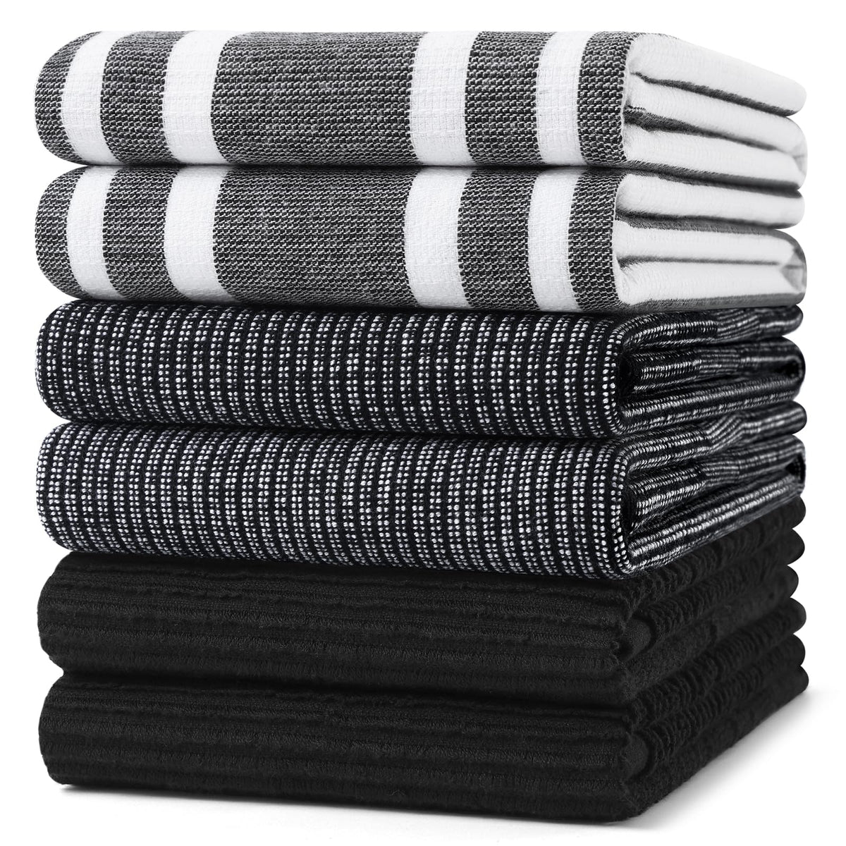Homaxy Cotton 380 GSM Premium Kitchen Towels, 18"x 28", 6 Pack, Khaki