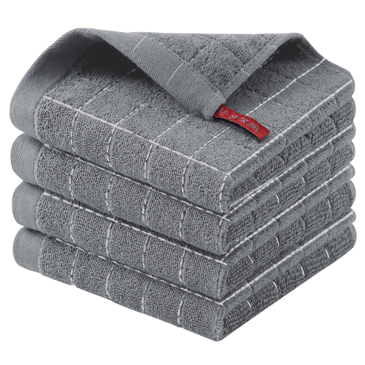 Homaxy 100% Cotton Terry Kitchen Towels, 2 Pack, Black