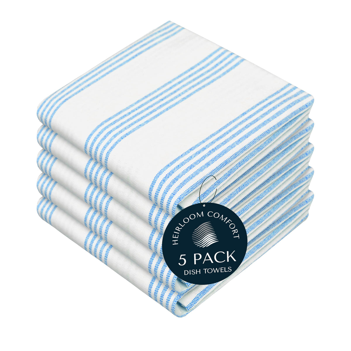 Rust Stripe Dish Towels, 5 Pack, 100% Cotton, Super Absorbent and Quick Dry, Multi Pin Striped Kitchen Towel Set, Durable Wash Cloths for Kitchen Use, Cleaning & Drying Dishes