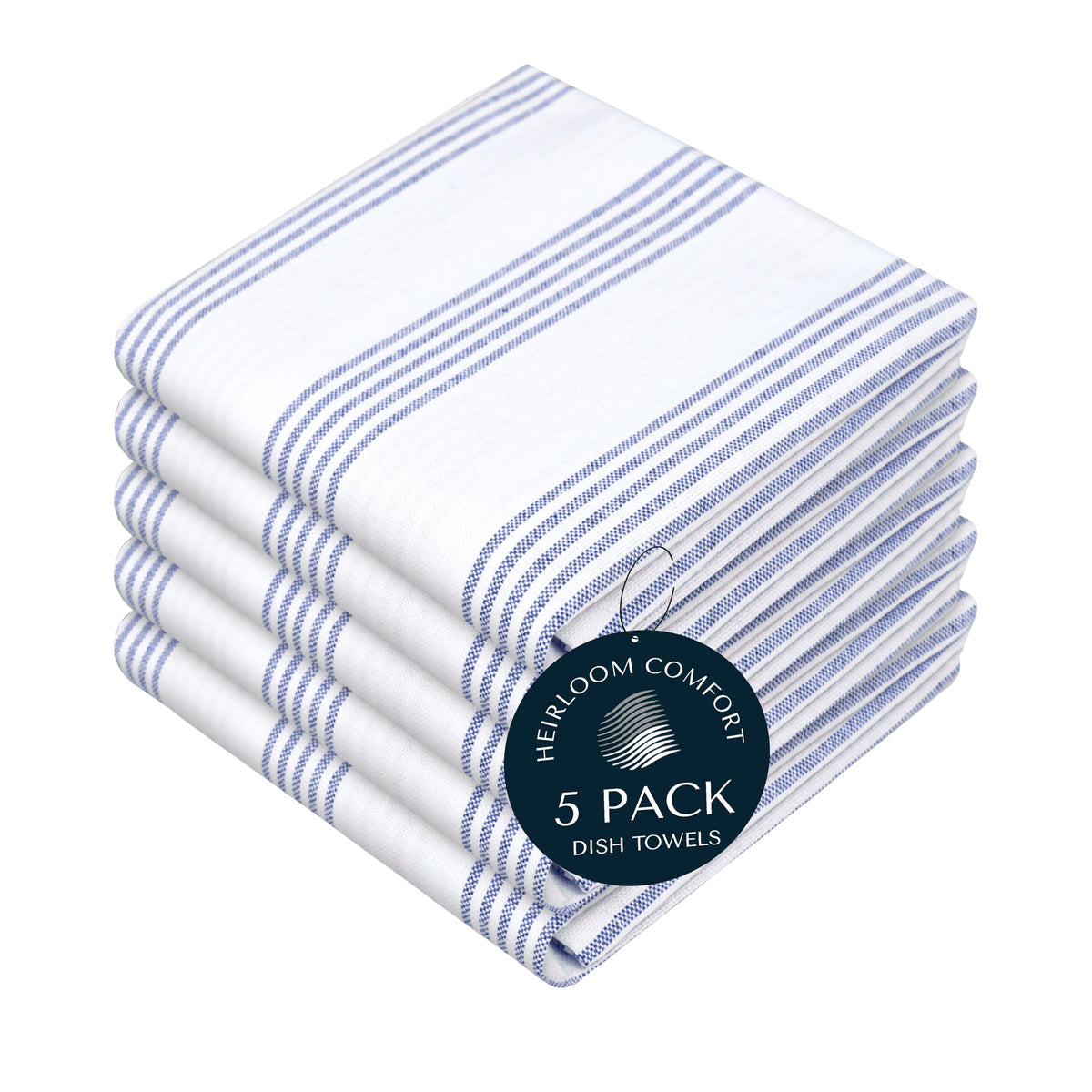Rust Stripe Dish Towels, 5 Pack, 100% Cotton, Super Absorbent and Quick Dry, Multi Pin Striped Kitchen Towel Set, Durable Wash Cloths for Kitchen Use, Cleaning & Drying Dishes