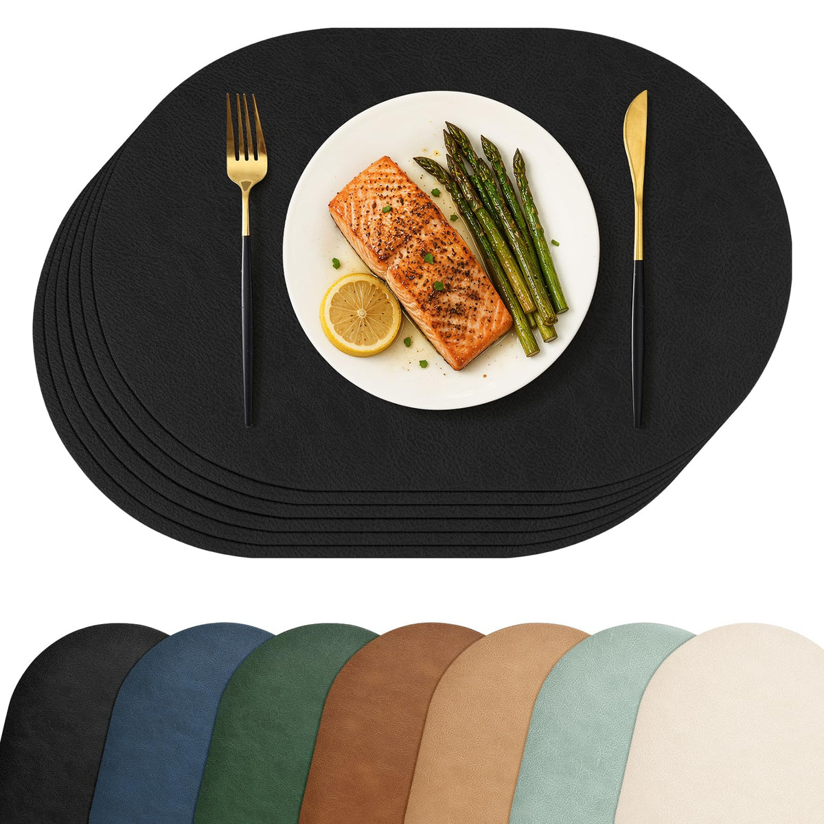 Homaxy Oval Heat Resistant Placemats Set of 6, Reddish Brown