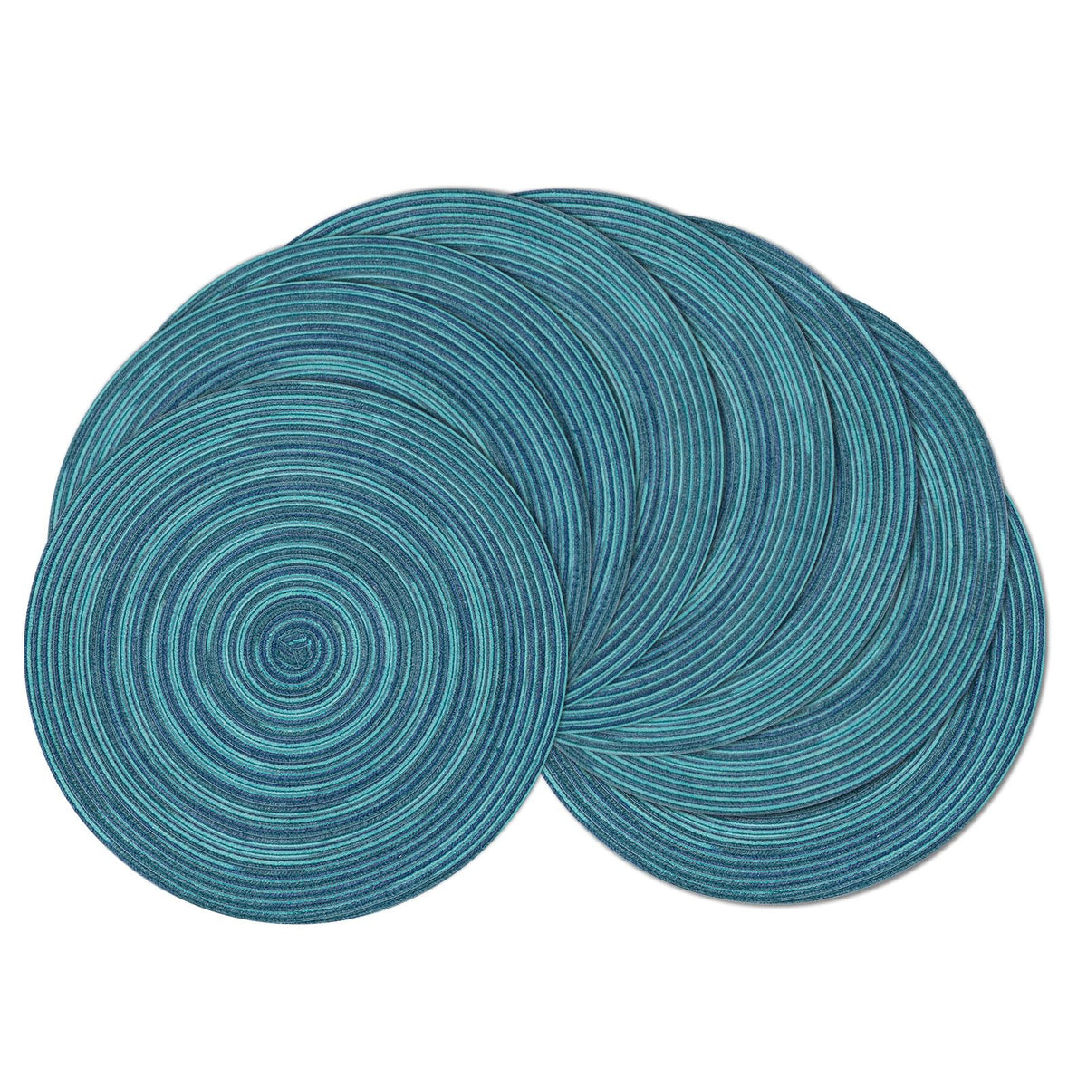SHACOS Round Braided Placemats Set of 4 Washable Place Mats for Dining Tables 15 inch Non Slip Kitchen Table Mats (Beige, 4)