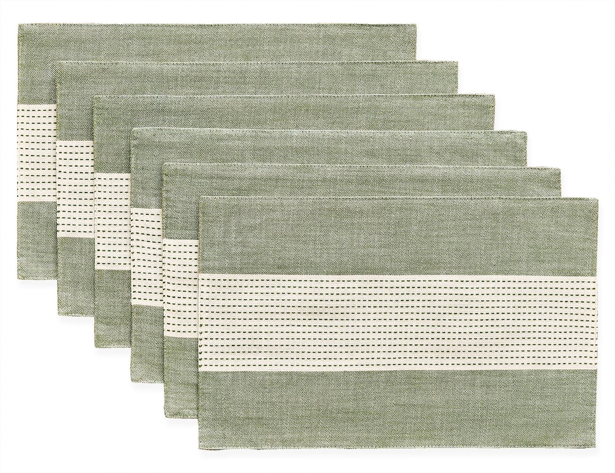 Wracra Linen Placemats, 12 x 18 Inch Set of 4 Placemats, Farmhouse Macrame Place Mats for Kitchen Table and Heat Resistant-Hemstitch Light Coffee 4PCS