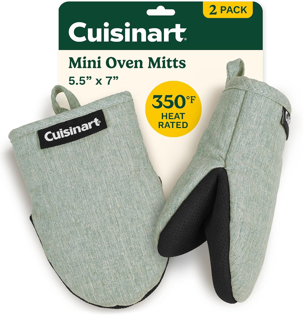 Cuisinart Mini Oven Mitts, 2-Pack, Neoprene Grip, Heat Resistant 350F