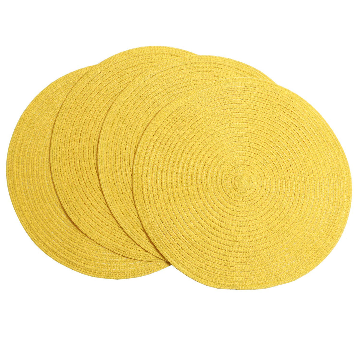 SHACOS Round Braided Placemats Set of 4 Washable Place Mats for Dining Tables 15 inch Non Slip Kitchen Table Mats (Beige, 4)