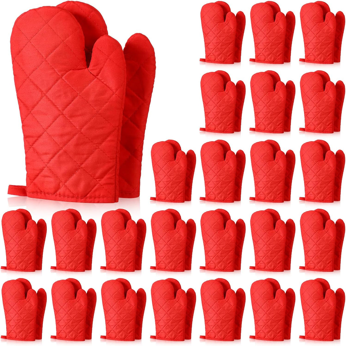 Geyoga 12 Pairs Oven Mitts Bulk Heat Resistant Oven Gloves, Red