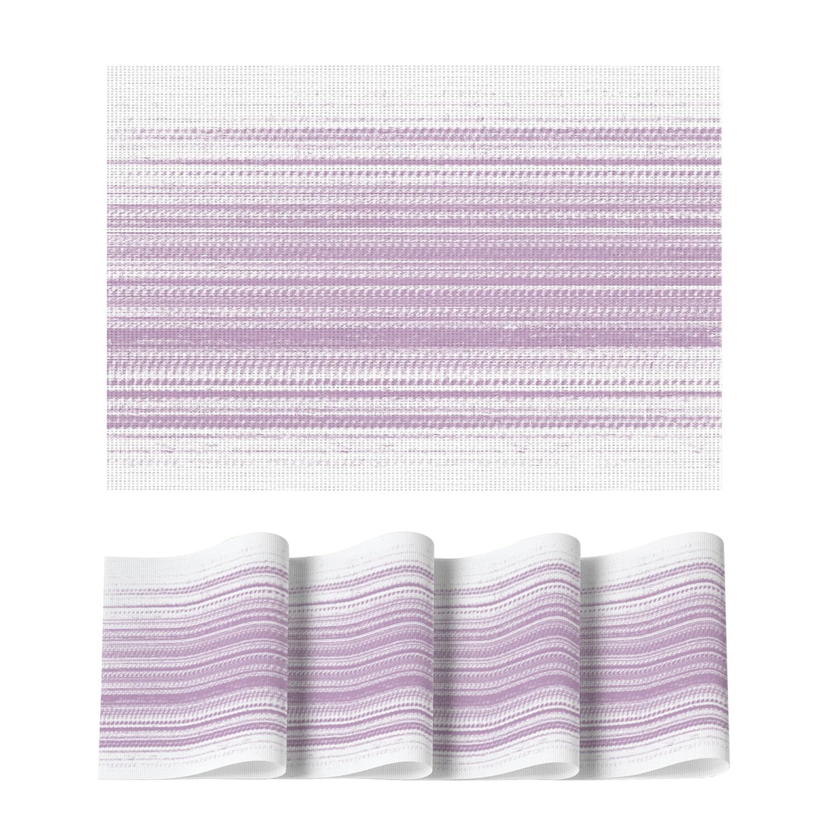 Artoid Mode Navy Blue Gradient Stripes Placemats Set of 4, Washable Heat Resistant Non-Slip Woven Plastic PVC Place Mats for Farmhouse Party Kitchen Dining Decor