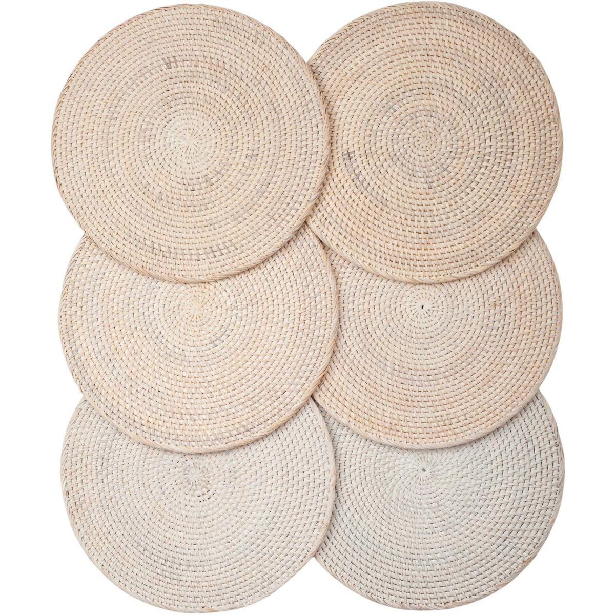4-Pack Rattan Placemats - 13-inch Round Placemats (Natural Rattan Color) - Woven Place Mats, Round Table Mats - Wicker Chargers for Dinner Plates, Plate Chargers Boho