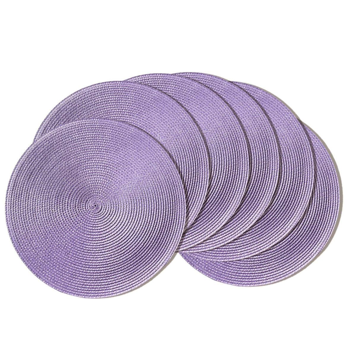 AHHFSMEI Round Placemats Set of 6 Heat Resistant Washable Non-Slip Woven Braided Table Mats for Dining Table Kitchen & Home Decor (Black)