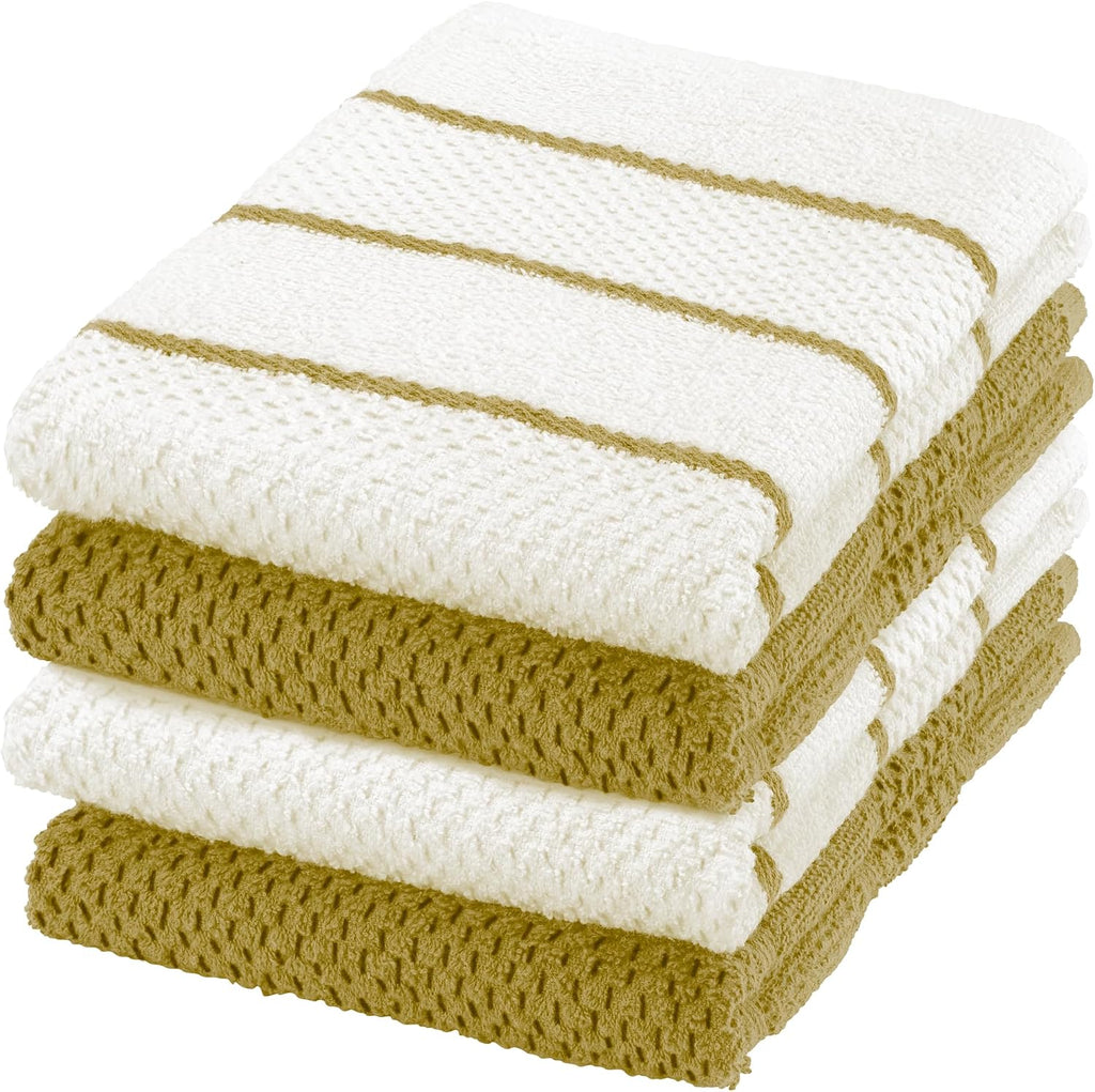 DecorRack 100% Cotton Terry Kitchen Towels, 16 x 19 in, Capuccino (4 Pack)