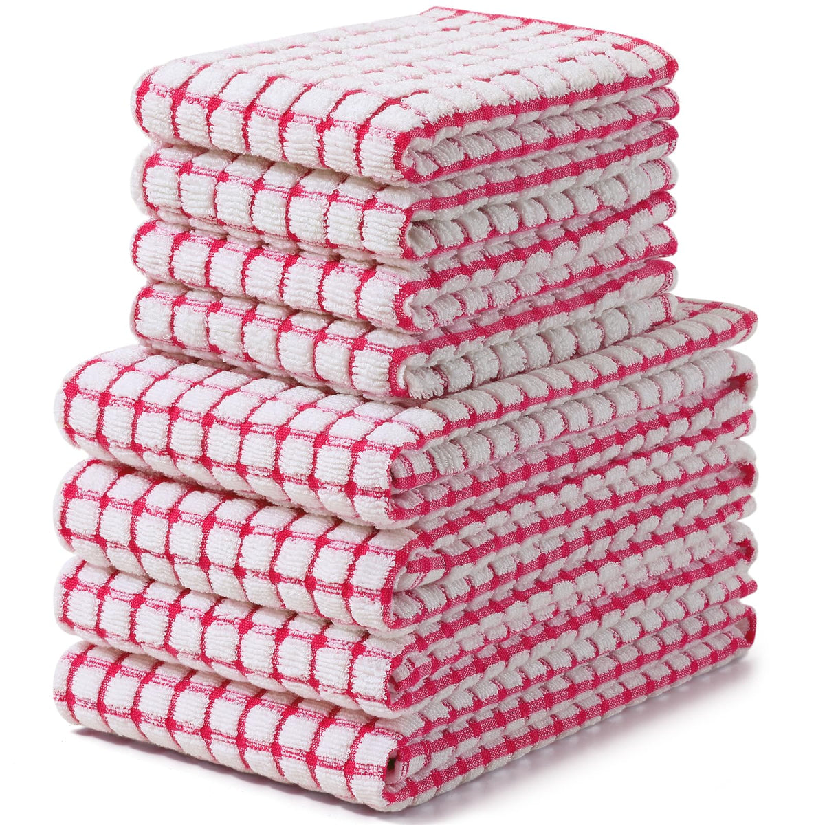 Homaxy Cotton Terry Kitchen Towels and Dishcloths Set of 8, Mixed Color