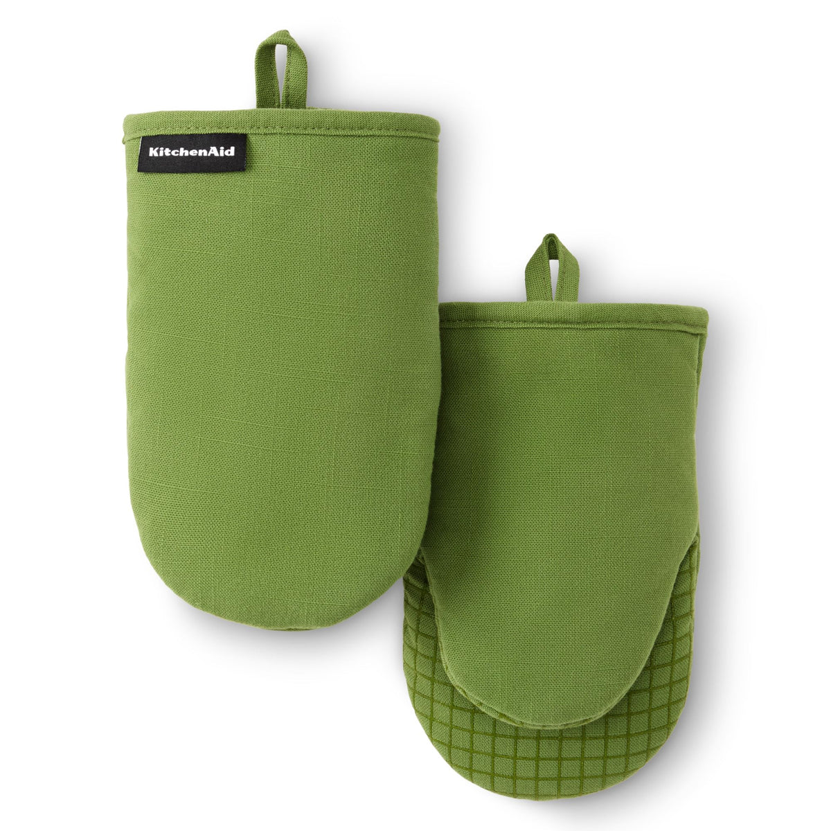 KITCHENAID Gourmet Series Gridlines Mini Oven Mitts 2-Pack Set, Heat Resistant up to 600°F, Soft Silicone Grip, Magnetic Cuff, Passion Red, 5.5"x9"