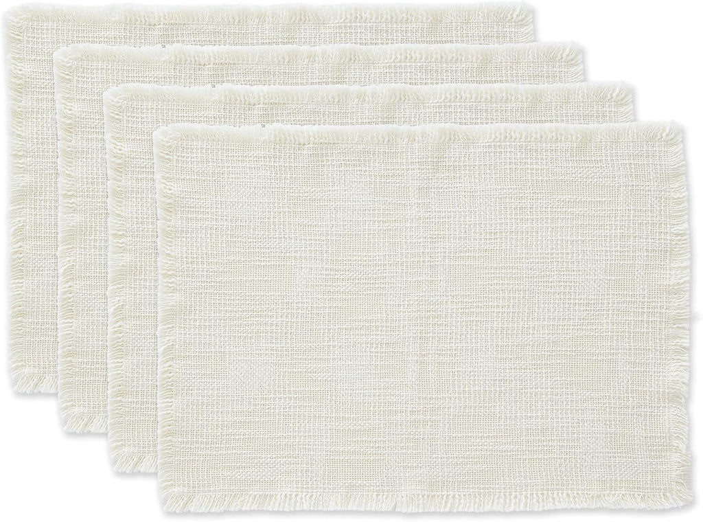 DII Linen Tabletop Collection Machine Washable, Placemat Set, 14.5x20.5, Cream, 4 Piece
