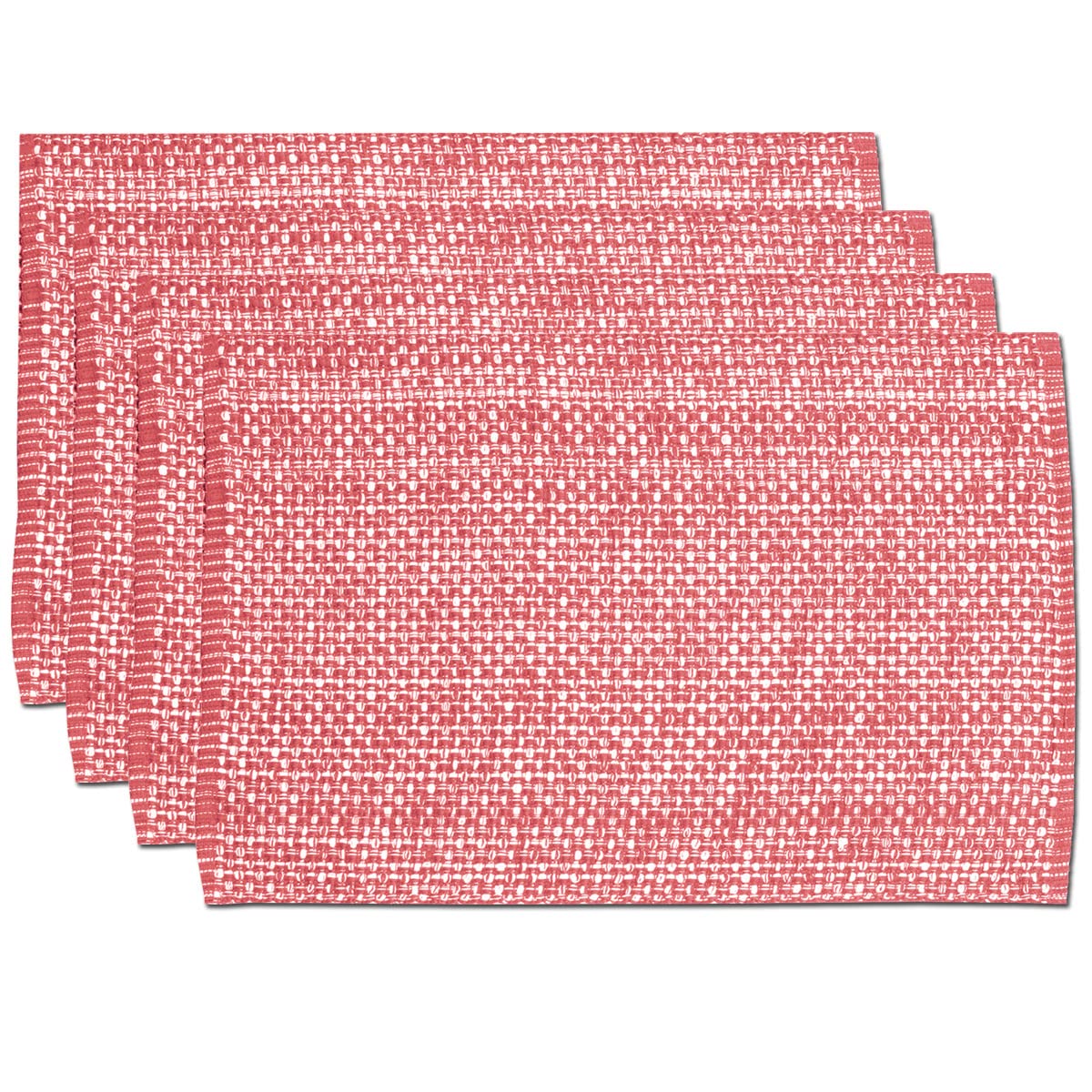 Sweet Home Collection 100% Cotton Placemats for Dining Room Rectangle Two Tone Woven Fabric 13" x 19" Soft Durable Table Mat Set, Set of 4, Rust