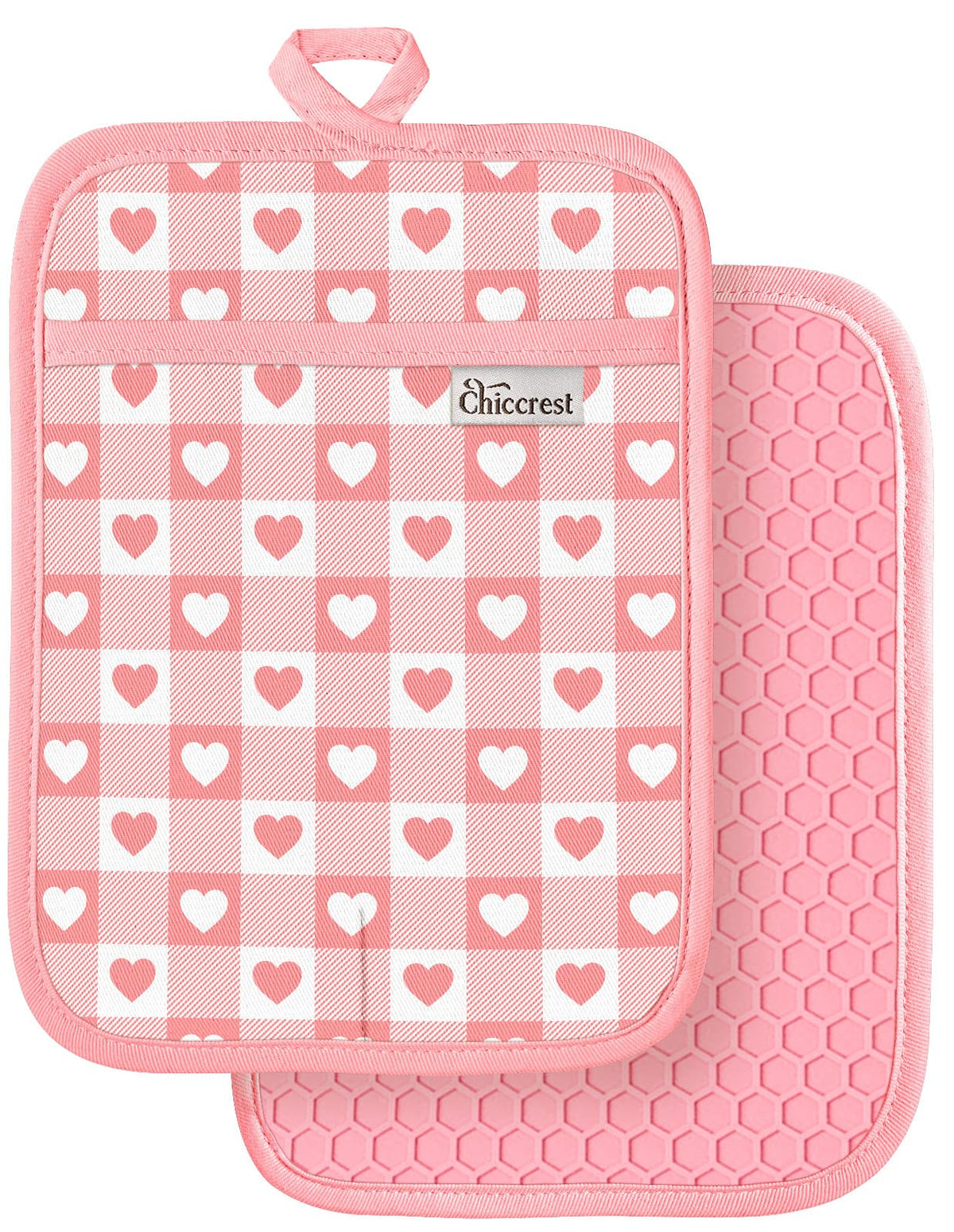 100% Cotton Potholders Textured Soft Silicone Grip Daisy Gingham