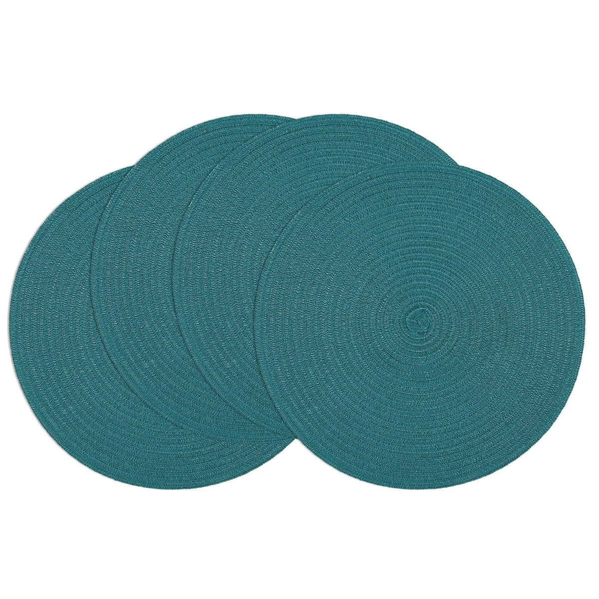 SHACOS Round Braided Placemats Set of 4 Washable Place Mats for Dining Tables 15 inch Non Slip Kitchen Table Mats (Beige, 4)