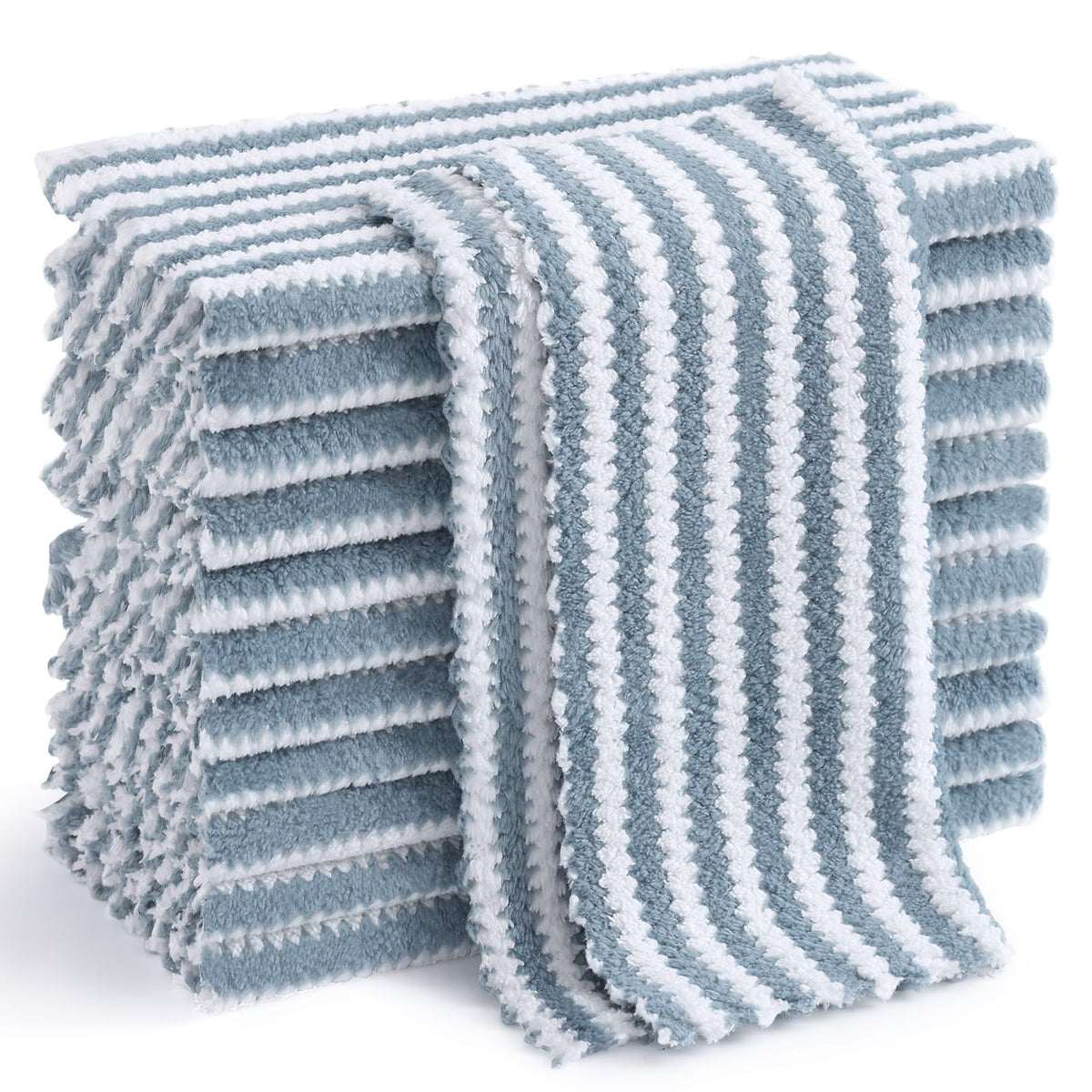 Homaxy 12 Pack Coral Velvet Dish Cloths, 10 x 10 inches, Dark Grey