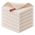 QUILTINA Dish Towels Set, 100% Cotton Waffle Weave Kitchen Towels 6 Pack, 17 x 25 Inches, Super Absorbent for Drying and Cleaning, Beige, Brown, Dark Grey
