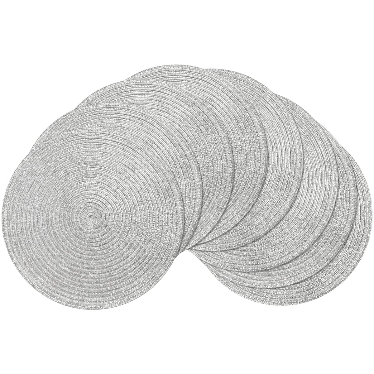 SHACOS Round Braided Placemats Set of 4 Washable Place Mats for Dining Tables 15 inch Non Slip Kitchen Table Mats (Beige, 4)