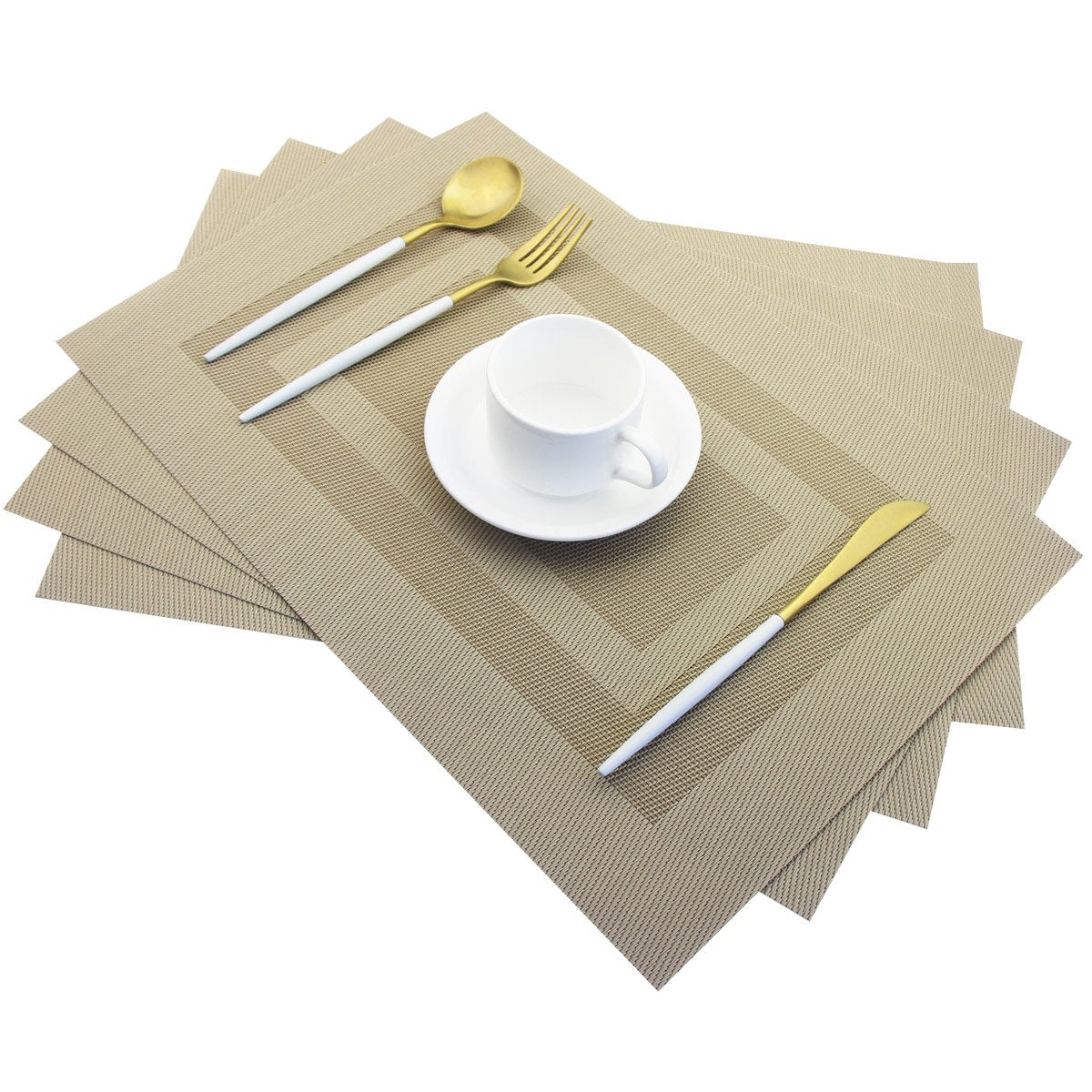 PIGCHCY Placemats,Washable Vinyl Woven Table Mats,Elegant Durable Placemats for Dining Table Set of 4 (18 x 12 inches, Navy Blue)