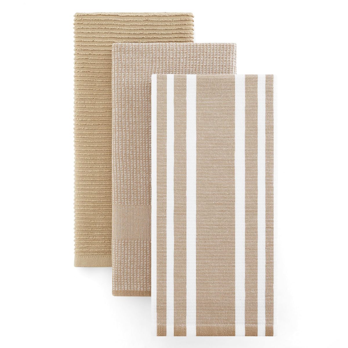 Homaxy Cotton 380 GSM Premium Kitchen Towels, 18"x 28", 6 Pack, Khaki