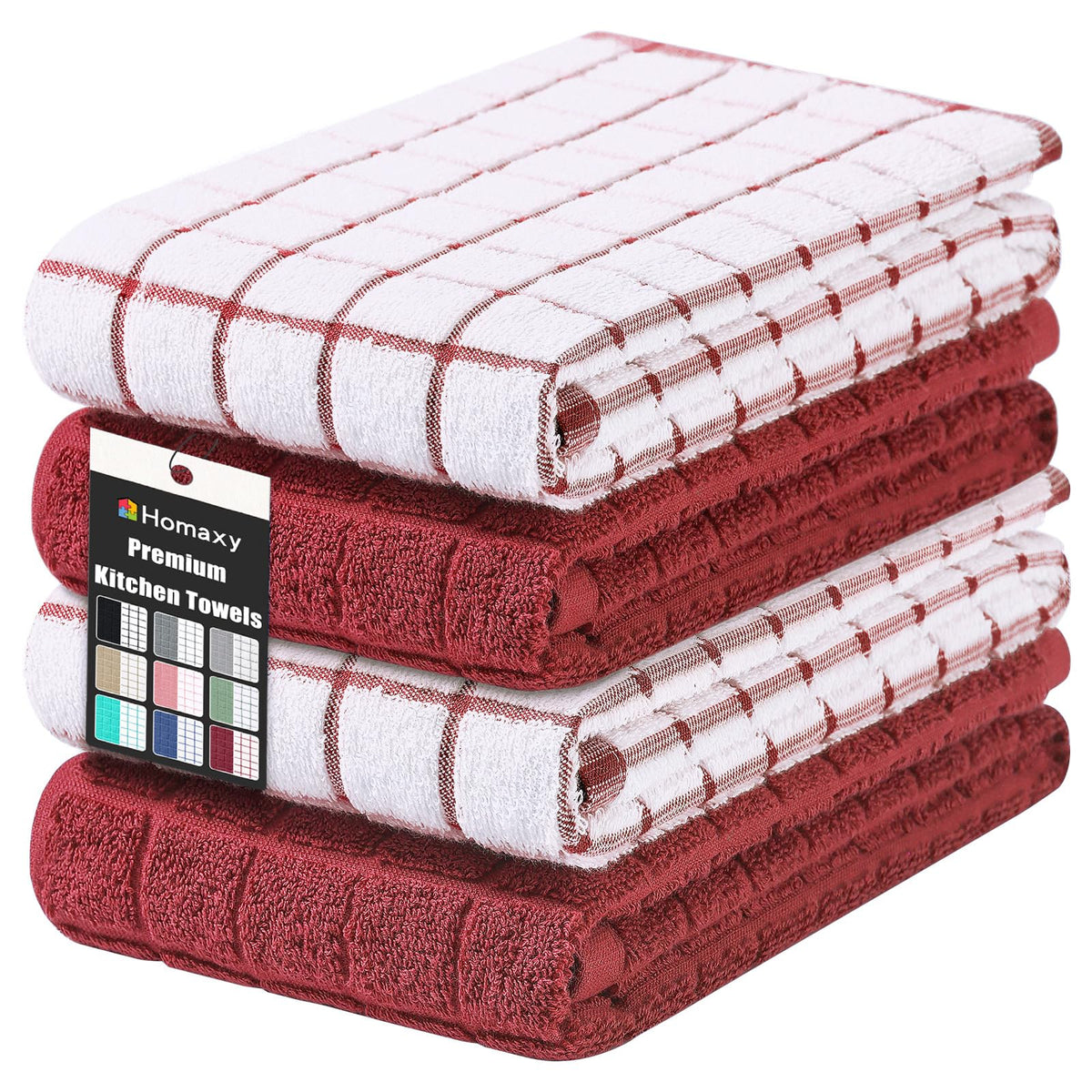 Homaxy Large Premium Cotton Kitchen Towels 16"x 28", 6 Pack, Grey