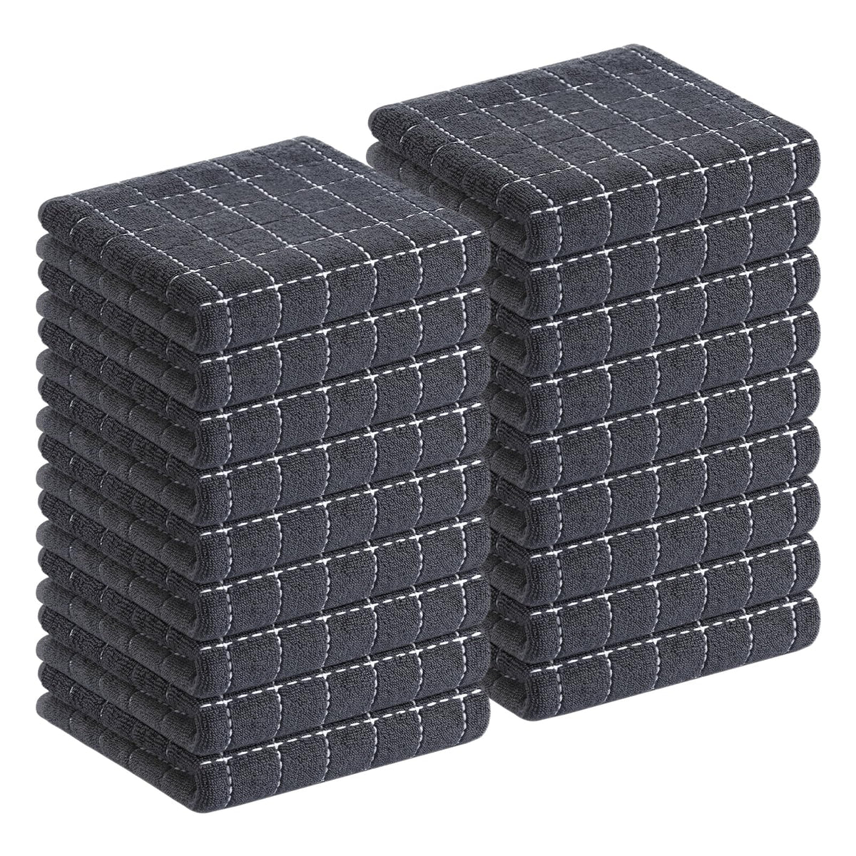 Homaxy 100% Cotton Terry Kitchen Towels, 4 Pack, Black