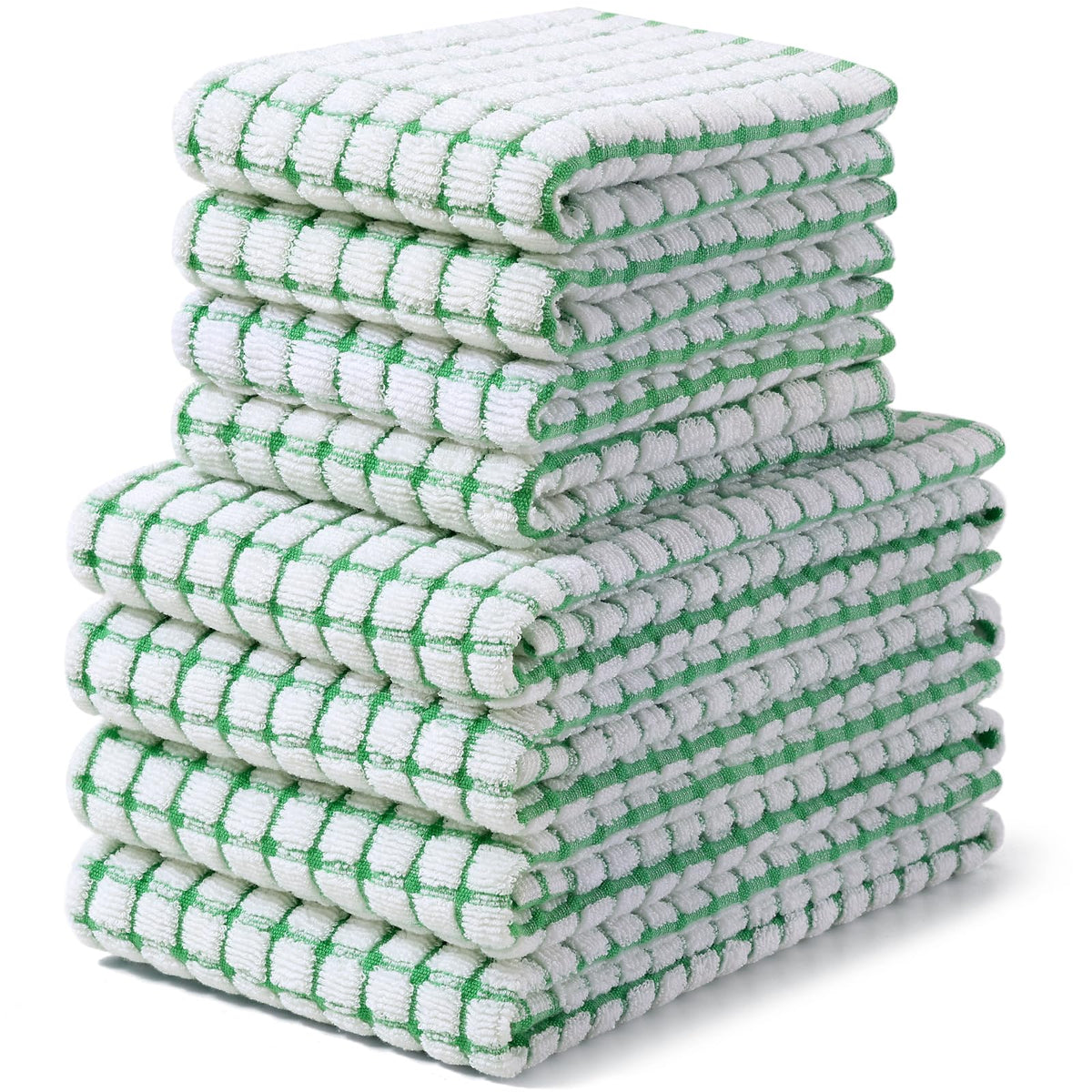 Homaxy Cotton Terry Kitchen Towels and Dishcloths Set of 8, Mixed Color