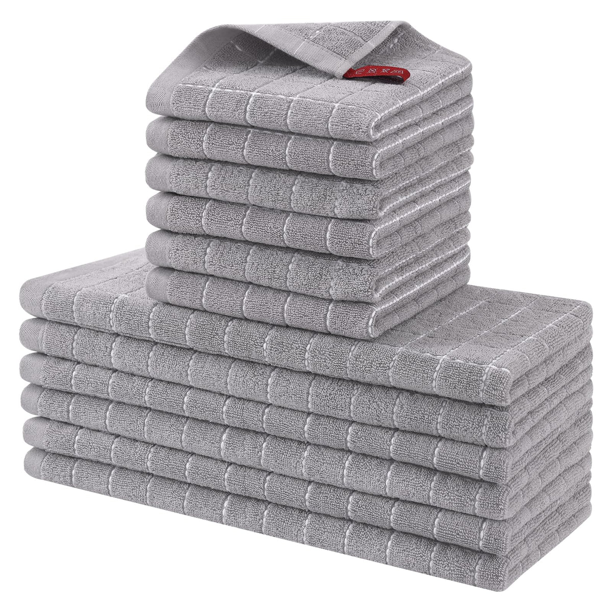 Homaxy Cotton Terry Kitchen Towels and Dishcloths Set of 8, Black
