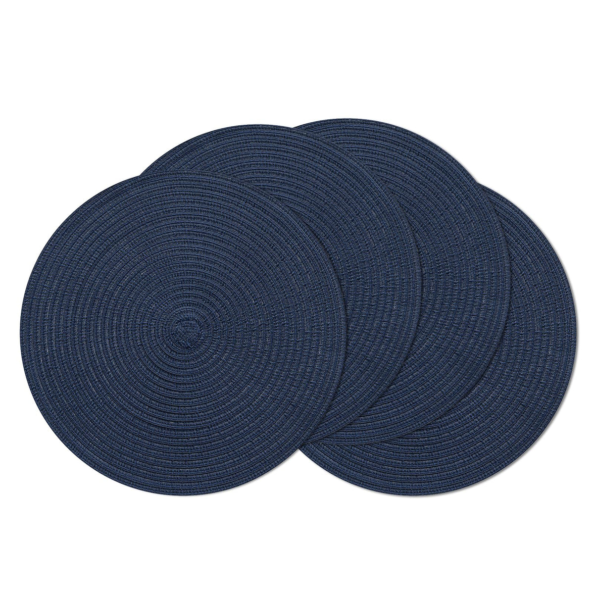 SHACOS Round Braided Placemats Set of 4 Washable Place Mats for Dining Tables 15 inch Non Slip Kitchen Table Mats (Beige, 4)